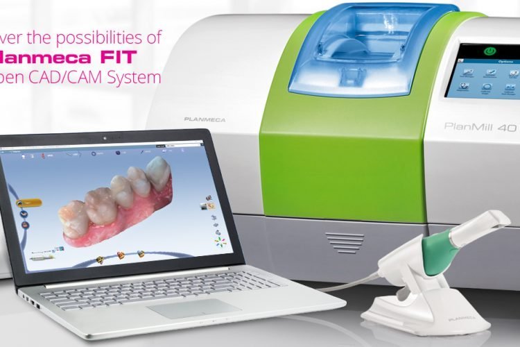 CAD/CAM milling equipment, laptop, and intraoral scanner